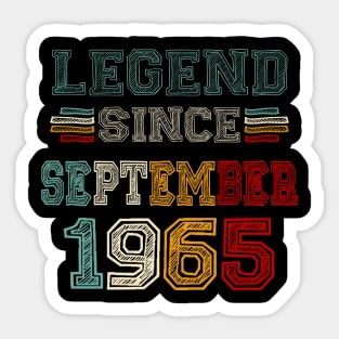 58 Years Old Legend Since September 1965 58th Birthday Sticker